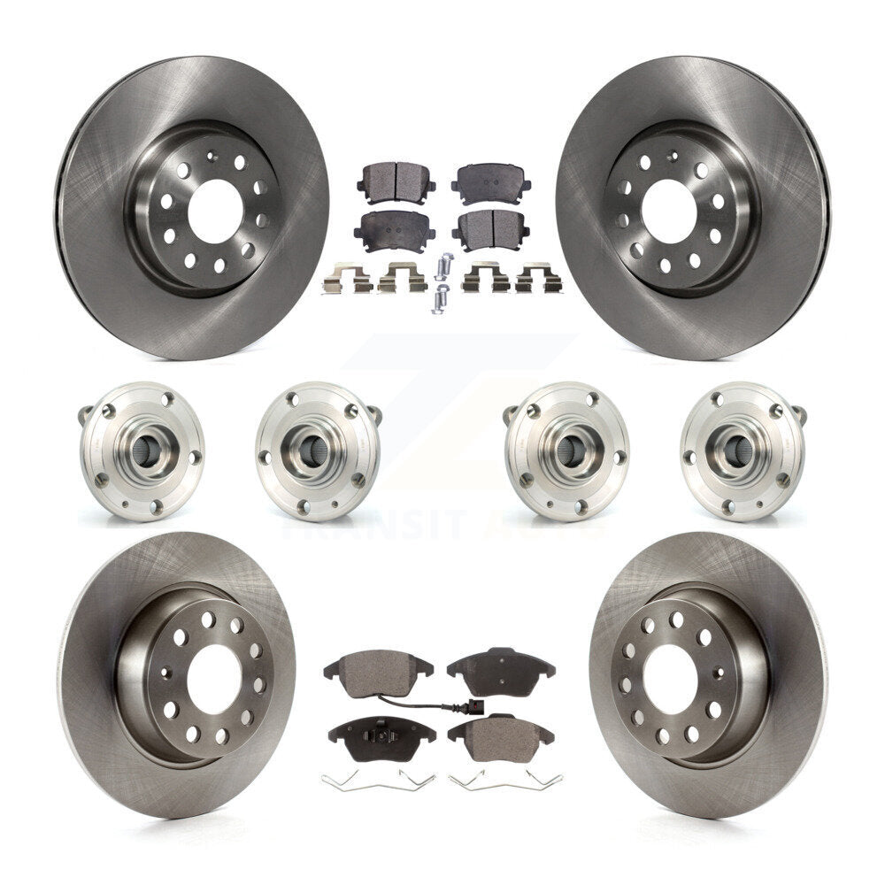 Hub Bearing Disc Brake Rotors And Pads Front Rear Kit (10Pc) For Audi A3 Quattro