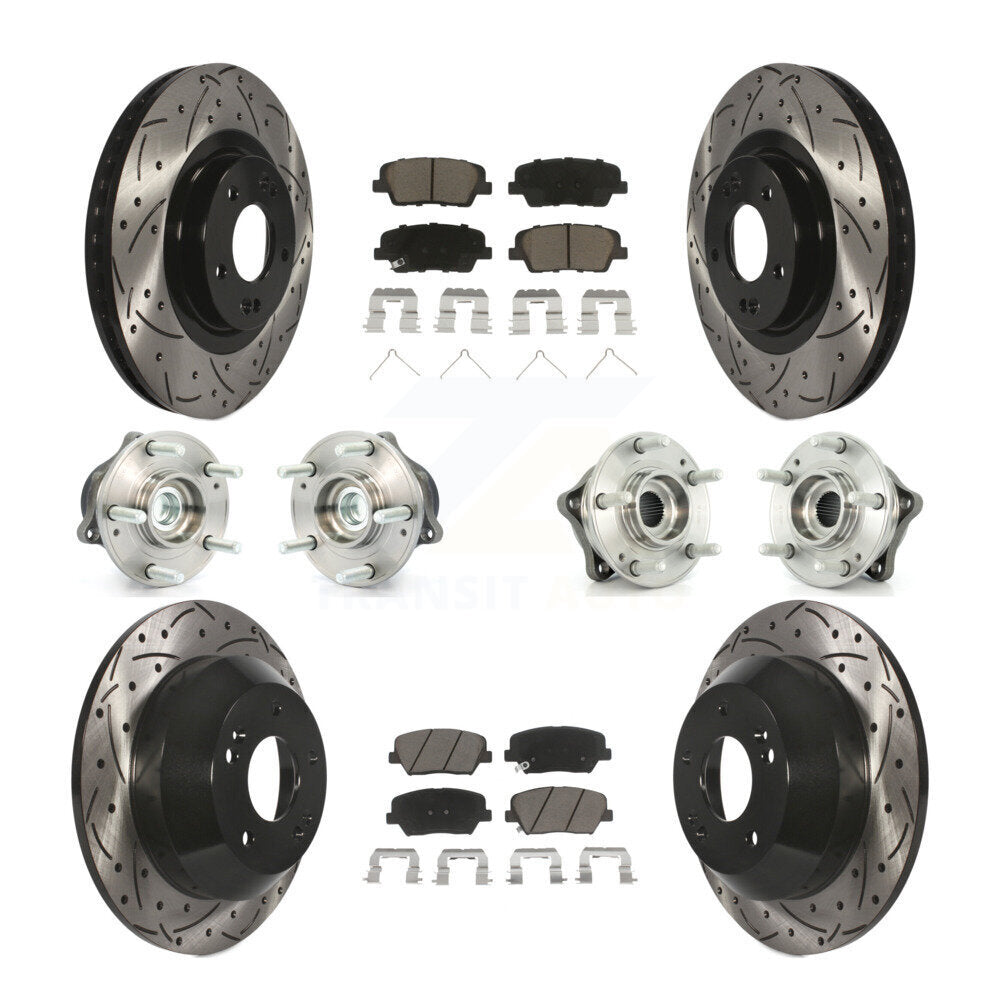 Hub Bearing Coat Brake Rotor Pad Front Rear Kit (10Pc) For 14-15 Kia Sorento FWD
