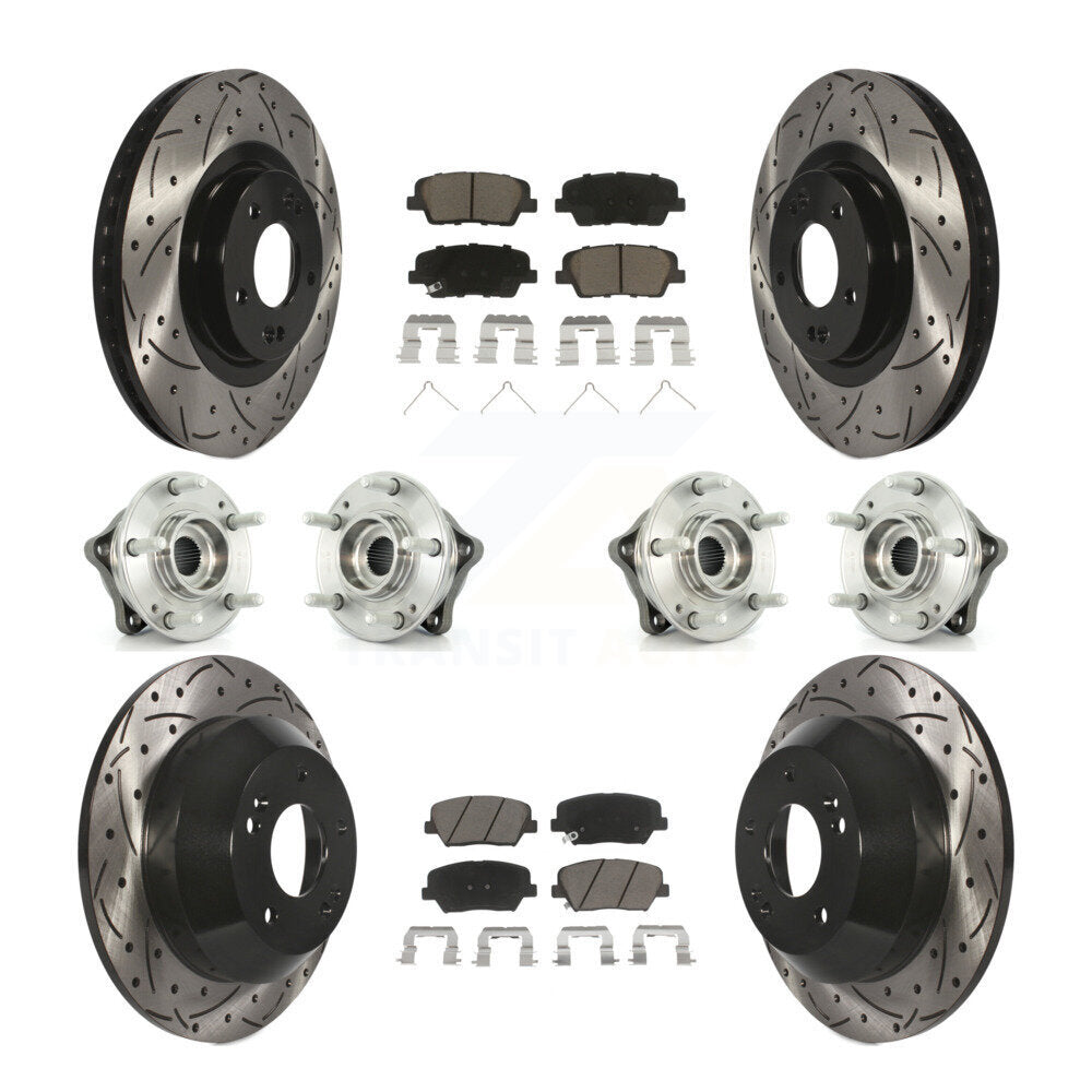 Hub Bearing Coat Brake Rotor Pad Front Rear Kit (10Pc) For 14-15 Kia Sorento AWD