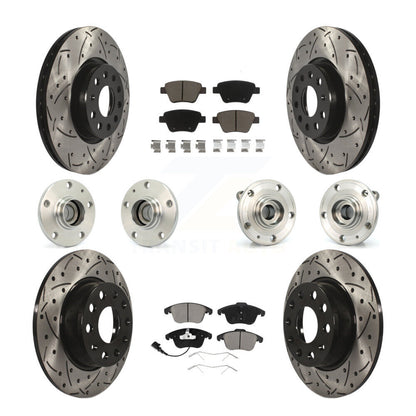 Hub Bearing Coated Brake Rotor & Pad Front Rear Kit (10Pc) For Volkswagen Passat