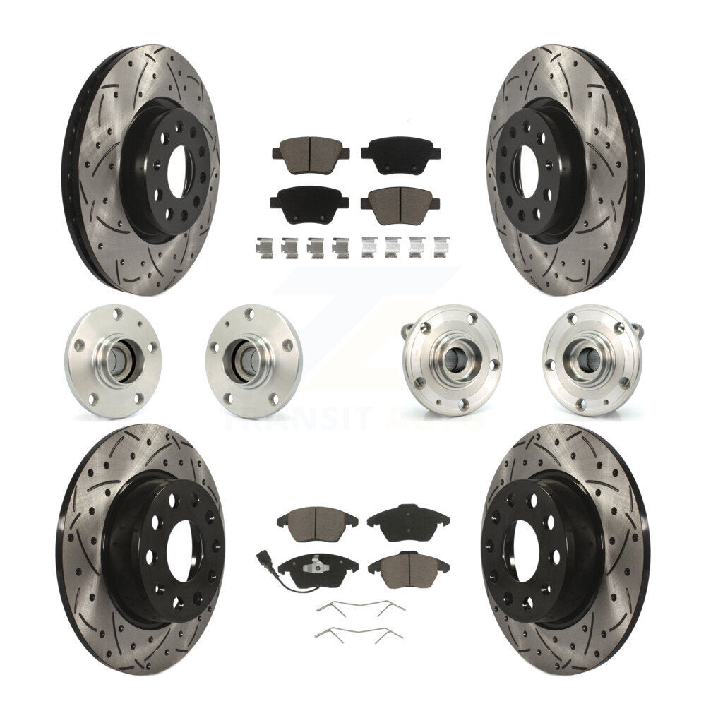 Hub Bearing Coat Brake Rotor Pad Front Rear Kit (10Pc) For Volkswagen Beetle GTI