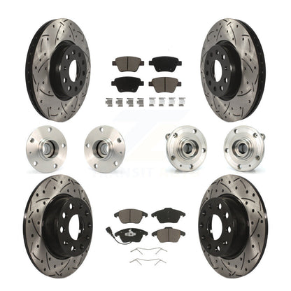 Hub Bearing Coated Disc Brake Rotor Pad Front Rear Kit (10Pc) For Volkswagen GTI