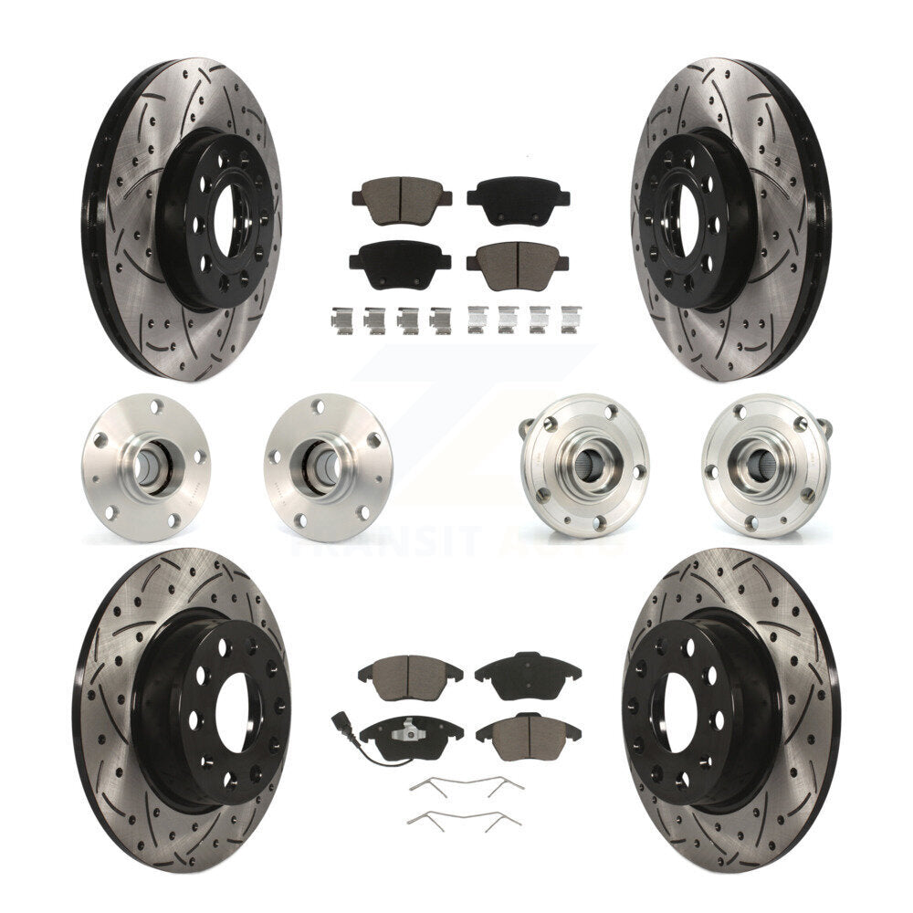 Hub Bearing Coated Brake Rotor & Pad Front Rear Kit (10Pc) For Volkswagen Beetle