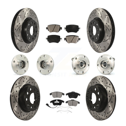 Hub Bearing Coated Brake Rotor & Pad Front Rear Kit (10Pc) For Volkswagen Passat