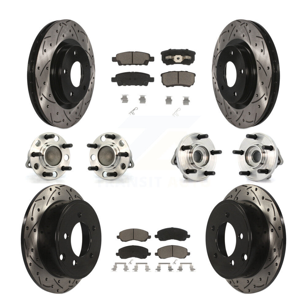 Hub Bearing Coated Brake Rotor Pads Front Rear Kit (10Pc) For Chrysler Dodge 200