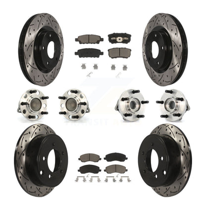 Hub Bearing Coated Brake Rotor Pads Front Rear Kit (10Pc) For Chrysler Dodge 200