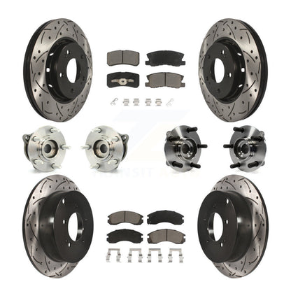 Hub Bearing Coated Brake Rotor & Pad Front Rear Kit (10Pc) For Mitsubishi Lancer