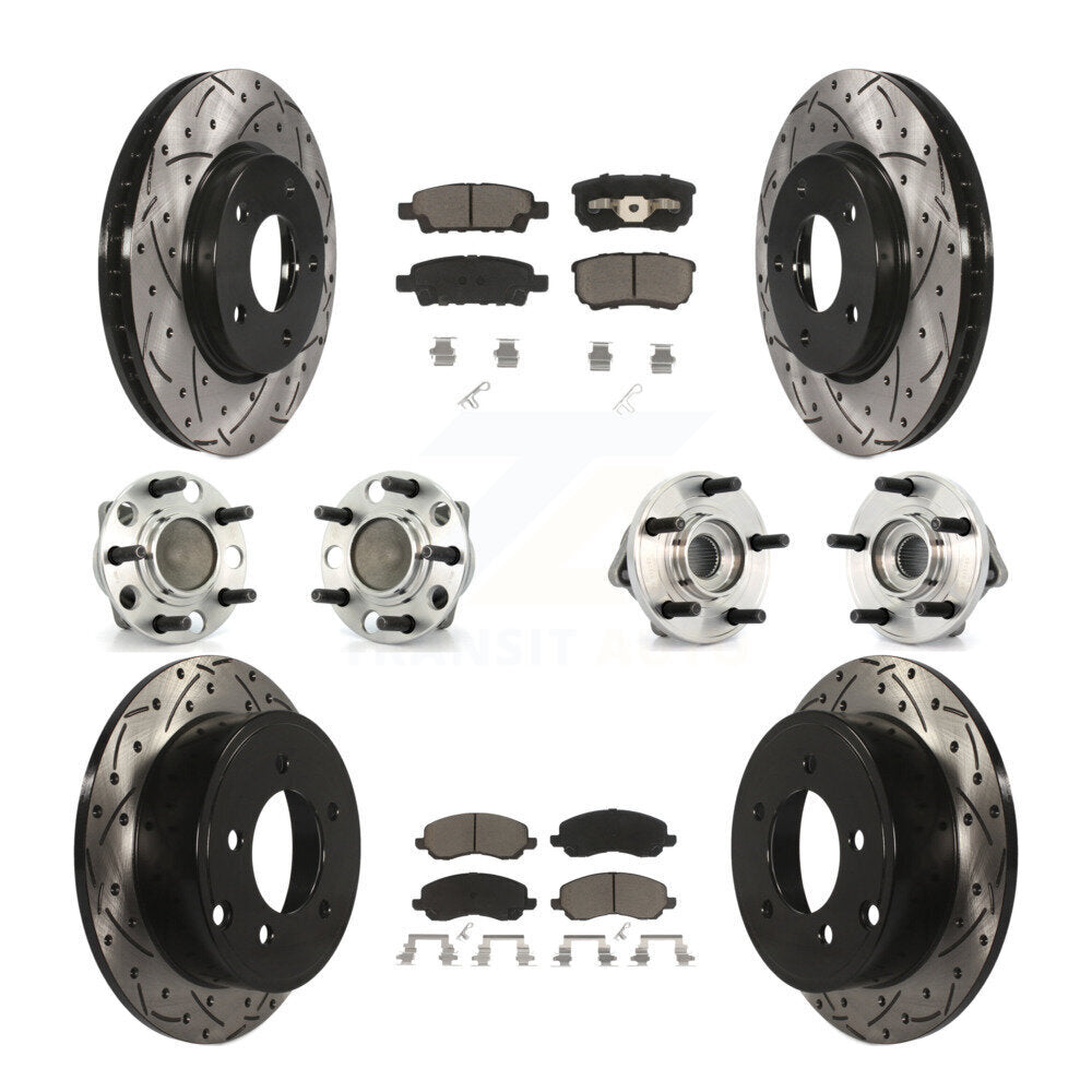 Hub Bearing Coated Disc Brake Rotor Pads Front Rear Kit (10Pc) For Dodge Caliber