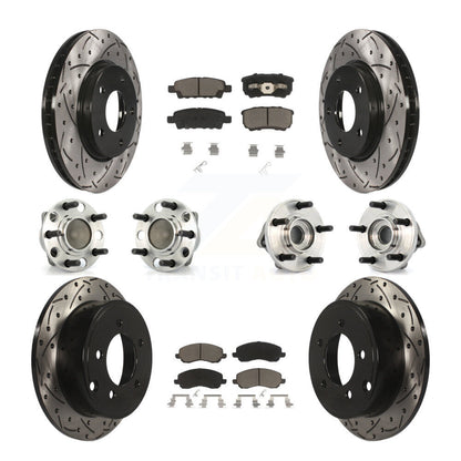 Hub Bearing Coated Disc Brake Rotor Pads Front Rear Kit (10Pc) For Dodge Caliber