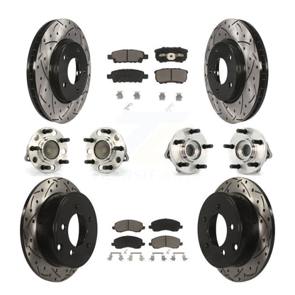 Hub Bearing Coated Disc Brake Rotor Pads Front Rear Kit (10Pc) For Dodge Caliber
