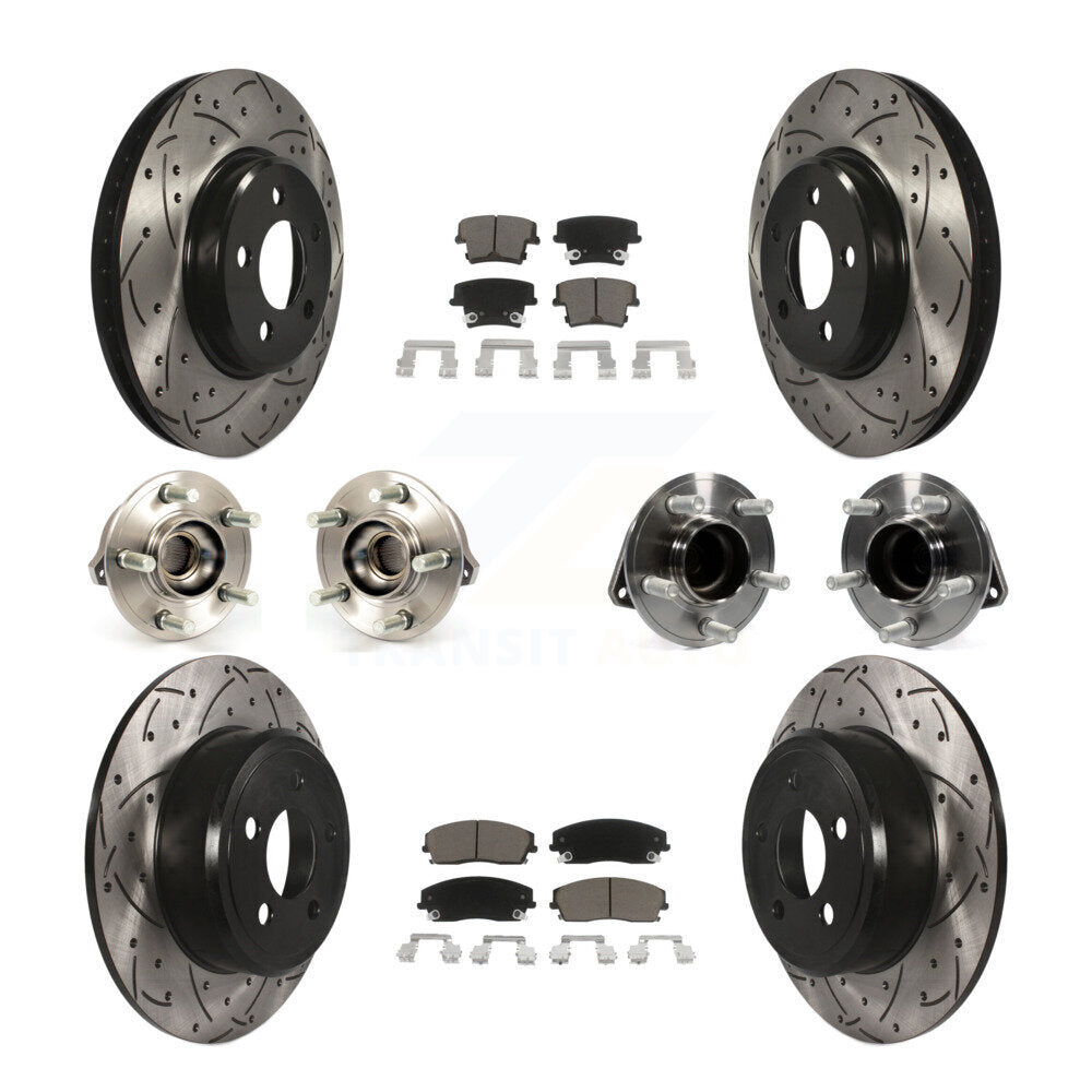 Hub Bearing Coated Brake Rotor Pads Front Rear Kit (10Pc) For Chrysler 300 Dodge