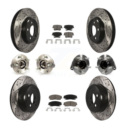 Hub Bearing Coated Brake Rotor Pads Front Rear Kit (10Pc) For Chrysler 300 Dodge