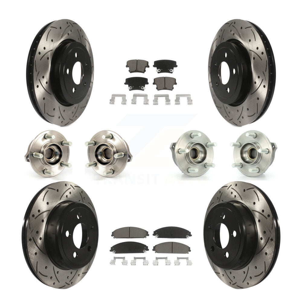 Hub Bearing Coated Brake Rotor Pads Front Rear Kit (10Pc) For Chrysler 300 Dodge