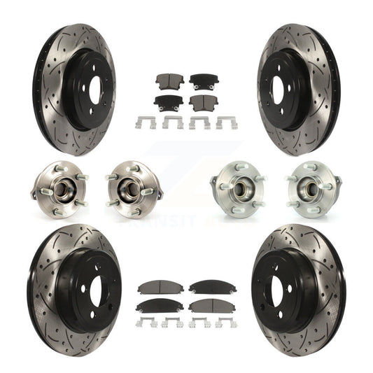 Hub Bearing Coated Brake Rotor Pads Front Rear Kit (10Pc) For Chrysler 300 Dodge