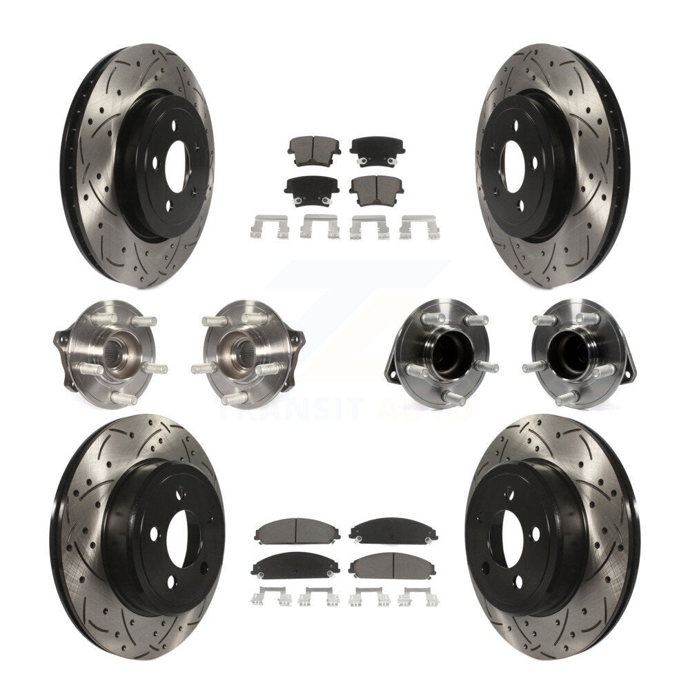 Hub Bearing Coated Brake Rotor & Pad Front Rear Kit (10Pc) For Dodge Charger 300