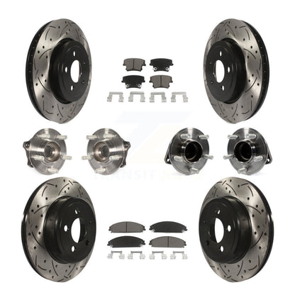 Hub Bearing Coated Brake Rotor & Pad Front Rear Kit (10Pc) For Dodge Charger 300