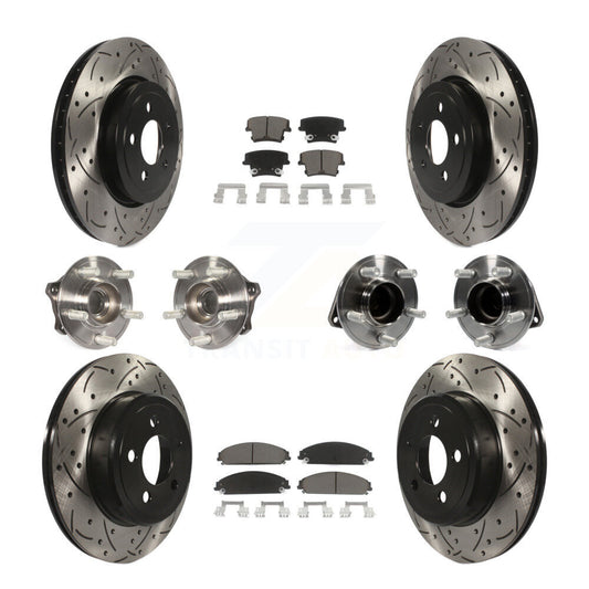 Hub Bearing Coated Brake Rotor & Pad Front Rear Kit (10Pc) For Dodge Charger 300