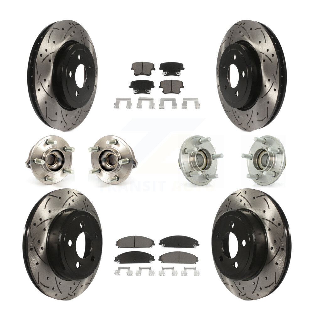 Hub Bearing Coated Brake Rotor Pads Front Rear Kit (10Pc) For Chrysler 300 Dodge