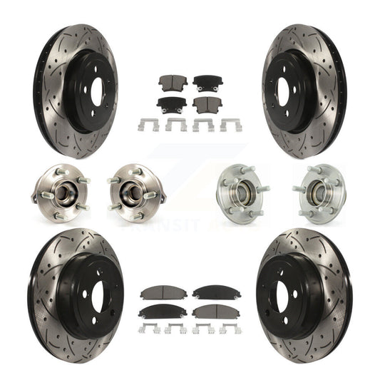 Hub Bearing Coated Brake Rotor Pads Front Rear Kit (10Pc) For Chrysler 300 Dodge