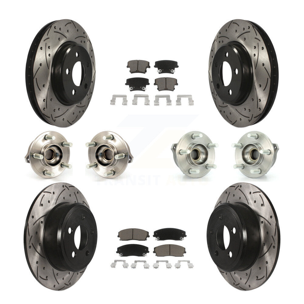 Hub Bearing Coated Brake Rotor & Pad Front Rear Kit (10Pc) For Dodge Charger 300