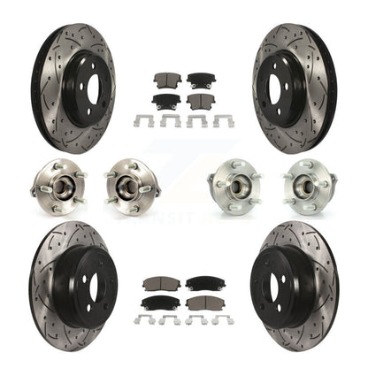 Hub Bearing Coated Brake Rotor & Pad Front Rear Kit (10Pc) For Dodge Charger 300