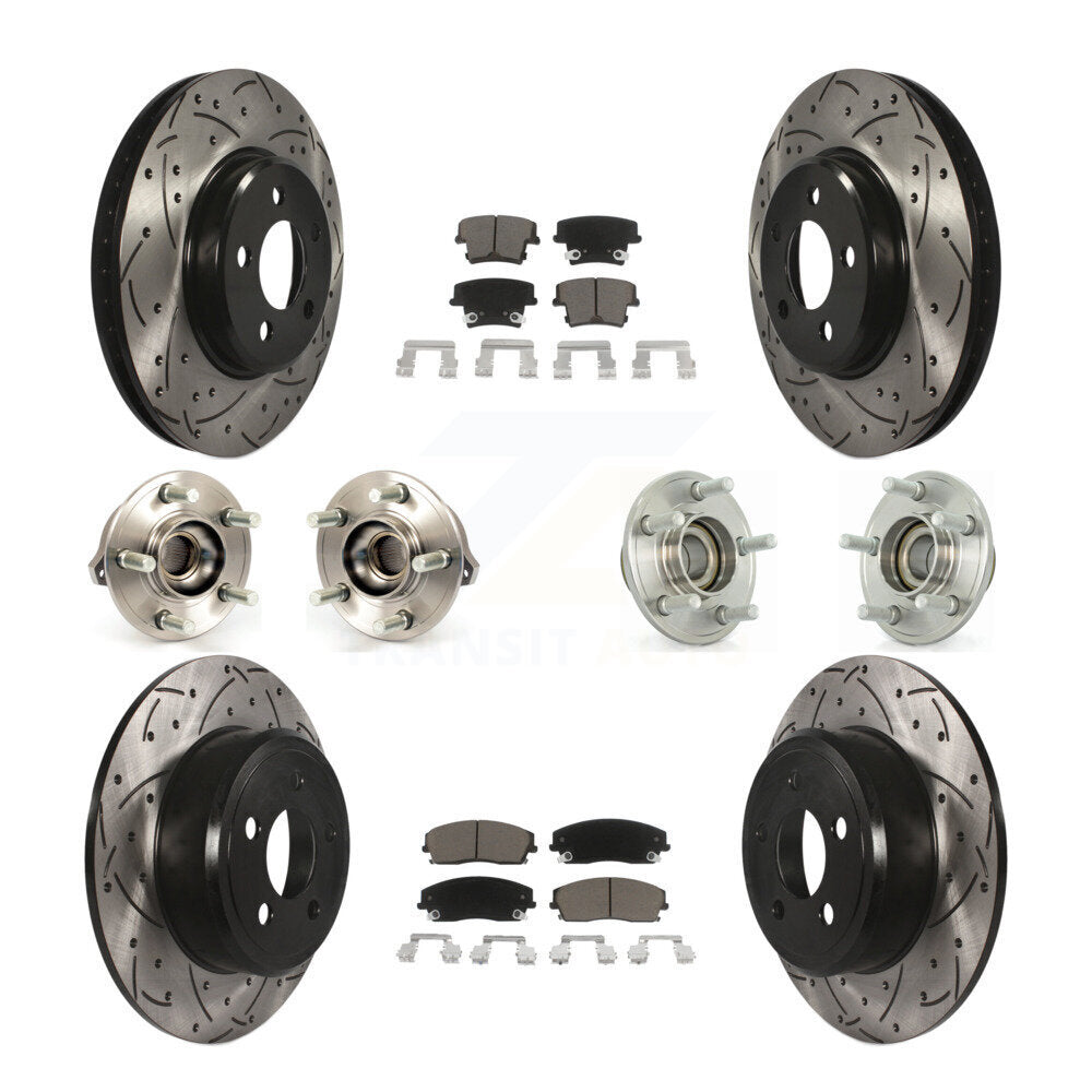 Hub Bearing Coated Brake Rotor Pads Front Rear Kit (10Pc) For Dodge Chrysler 300