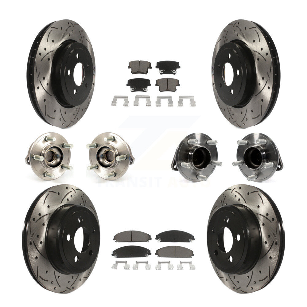 Hub Bearing Coated Brake Rotor Pads Front Rear Kit (10Pc) For Chrysler 300 Dodge