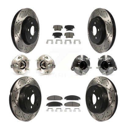 Hub Bearing Coated Brake Rotor Pads Front Rear Kit (10Pc) For Chrysler 300 Dodge