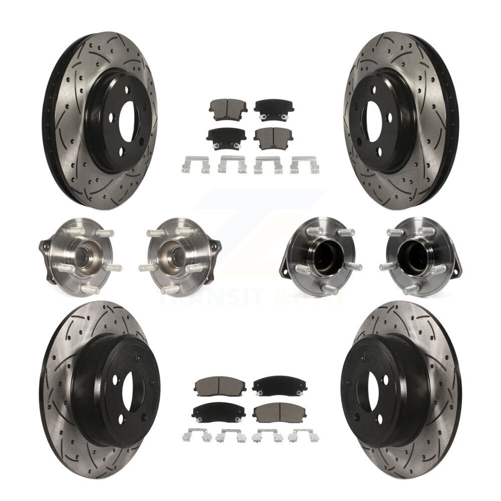 Hub Bearing Coated Brake Rotor & Pad Front Rear Kit (10Pc) For Dodge Charger 300