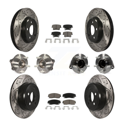 Hub Bearing Coated Brake Rotor & Pad Front Rear Kit (10Pc) For Dodge Charger 300