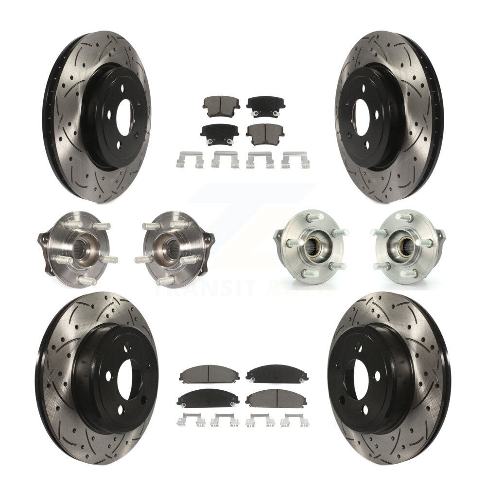 Hub Bearing Coated Brake Rotor & Pad Front Rear Kit (10Pc) For Dodge Charger 300