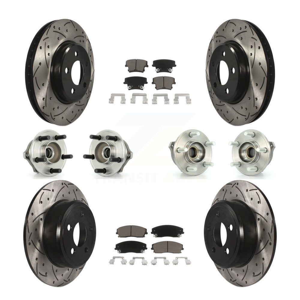 Hub Bearing Coat Brake Rotor Pads Front Rear Kit (10Pc) For Dodge Charger Magnum