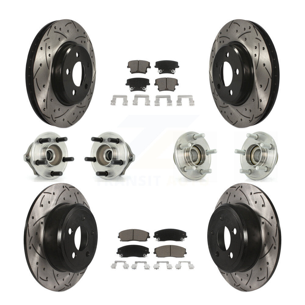 Hub Bearing Coated Brake Rotor Pads Front Rear Kit (10Pc) For Chrysler 300 Dodge