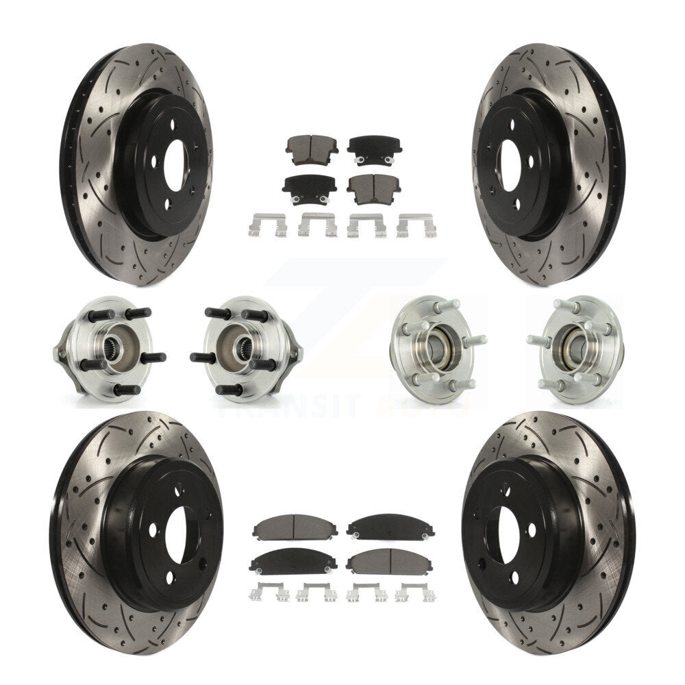 Hub Bearing Coated Brake Rotor Pads Front Rear Kit (10Pc) For Chrysler 300 Dodge