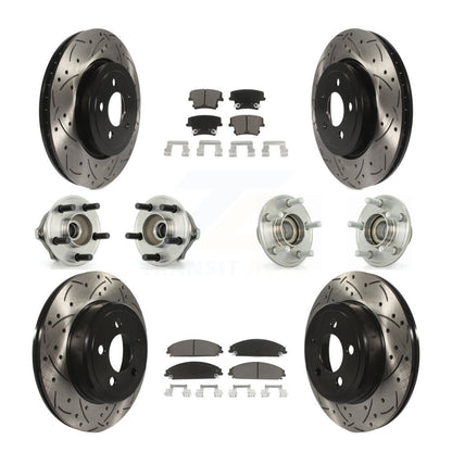 Hub Bearing Coated Brake Rotor Pads Front Rear Kit (10Pc) For Chrysler 300 Dodge