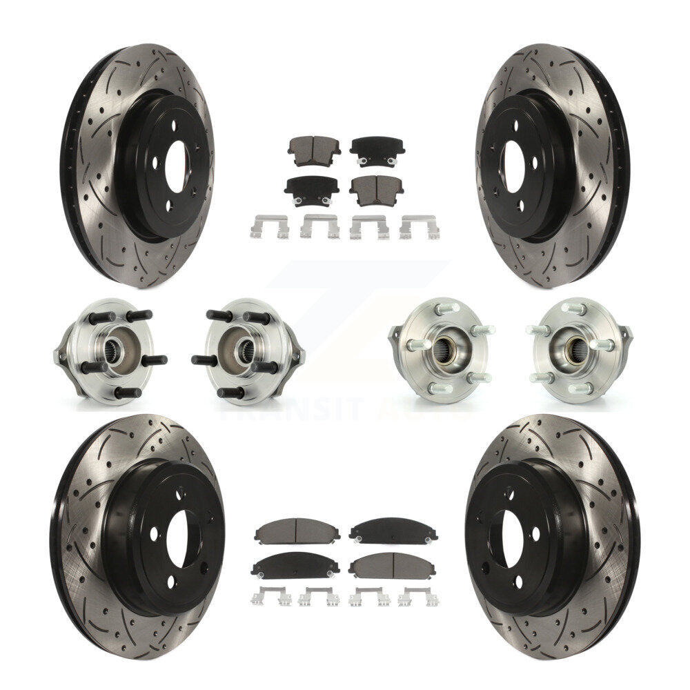 Hub Bearing Coated Brake Rotor Pads Front Rear Kit (10Pc) For Chrysler 300 Dodge