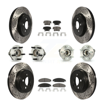 Hub Bearing Coated Brake Rotor Pads Front Rear Kit (10Pc) For Chrysler 300 Dodge
