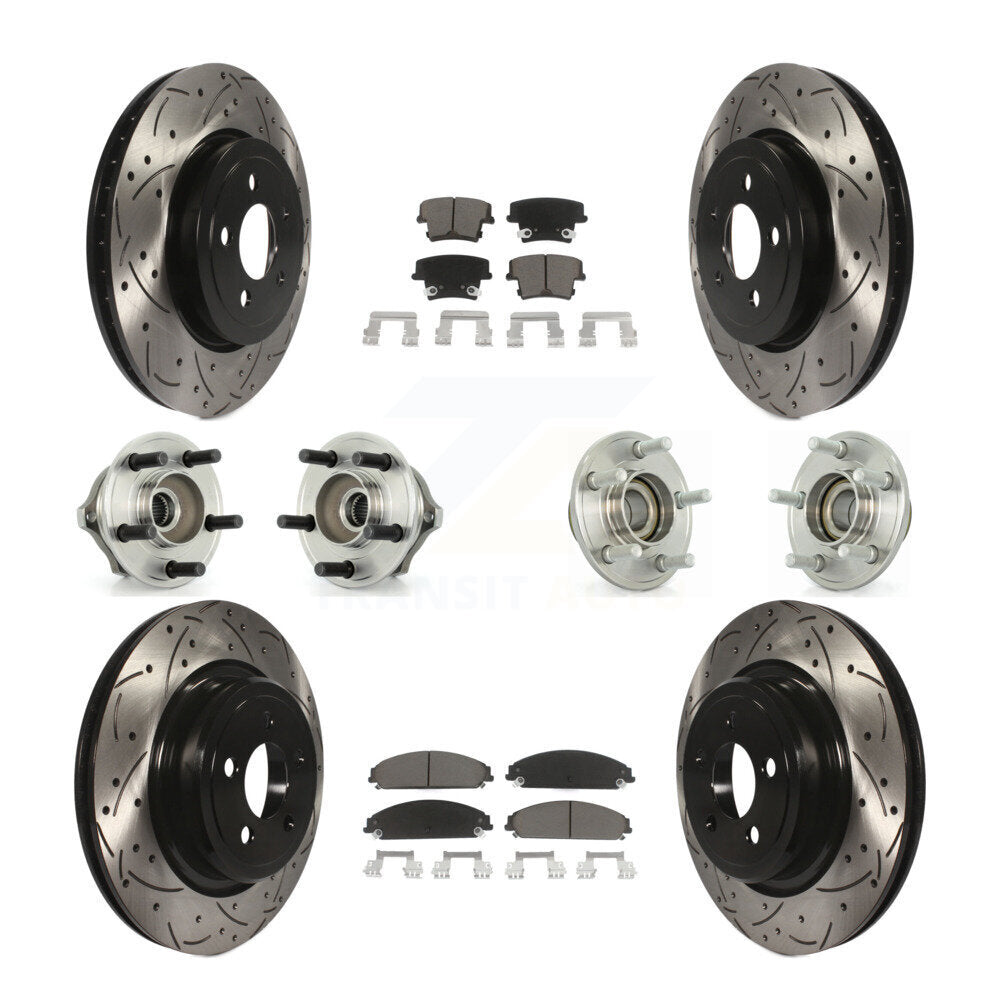 Hub Bearing Coated Disc Brake Rotor Pads Front Rear Kit (10Pc) For Dodge Charger
