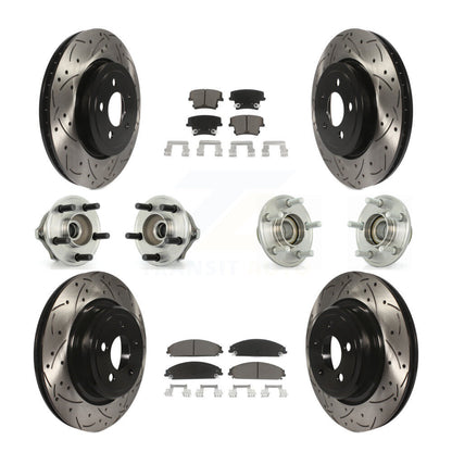 Hub Bearing Coated Disc Brake Rotor Pads Front Rear Kit (10Pc) For Dodge Charger