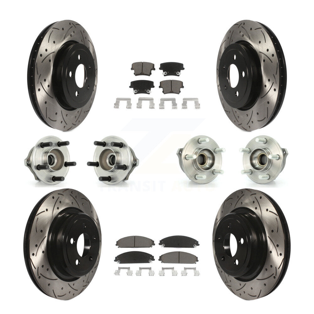 Hub Bearing Coated Disc Brake Rotor Pads Front Rear Kit (10Pc) For Dodge Charger