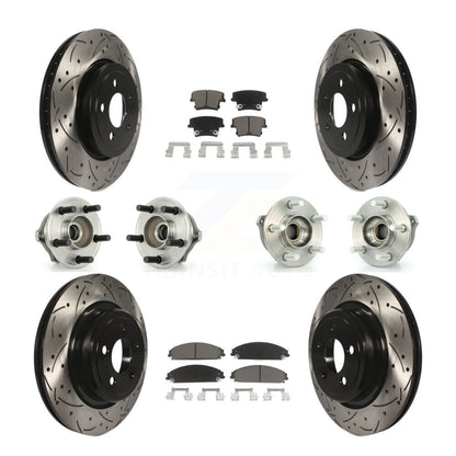 Hub Bearing Coated Disc Brake Rotor Pads Front Rear Kit (10Pc) For Dodge Charger