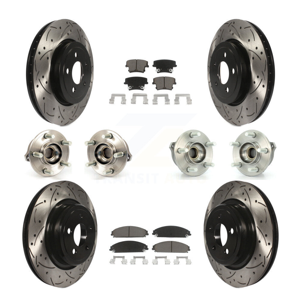 Hub Bearing Coated Disc Brake Rotor Pads Front Rear Kit (10Pc) For Dodge Charger