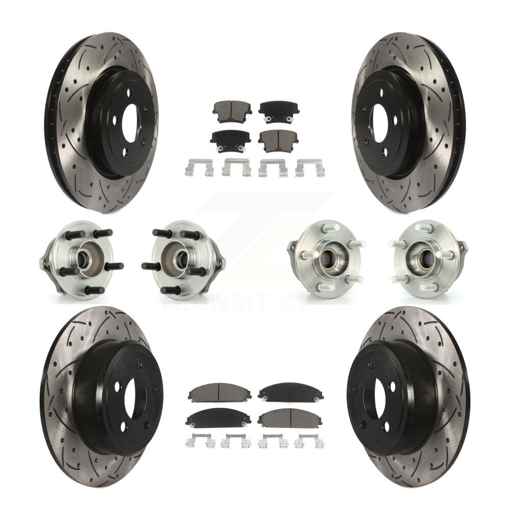 Hub Bearing Coated Disc Brake Rotor & Pad Front Rear Kit (10Pc) For Chrysler 300