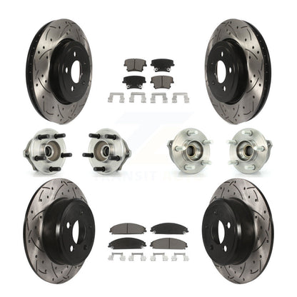 Hub Bearing Coated Disc Brake Rotor & Pad Front Rear Kit (10Pc) For Chrysler 300