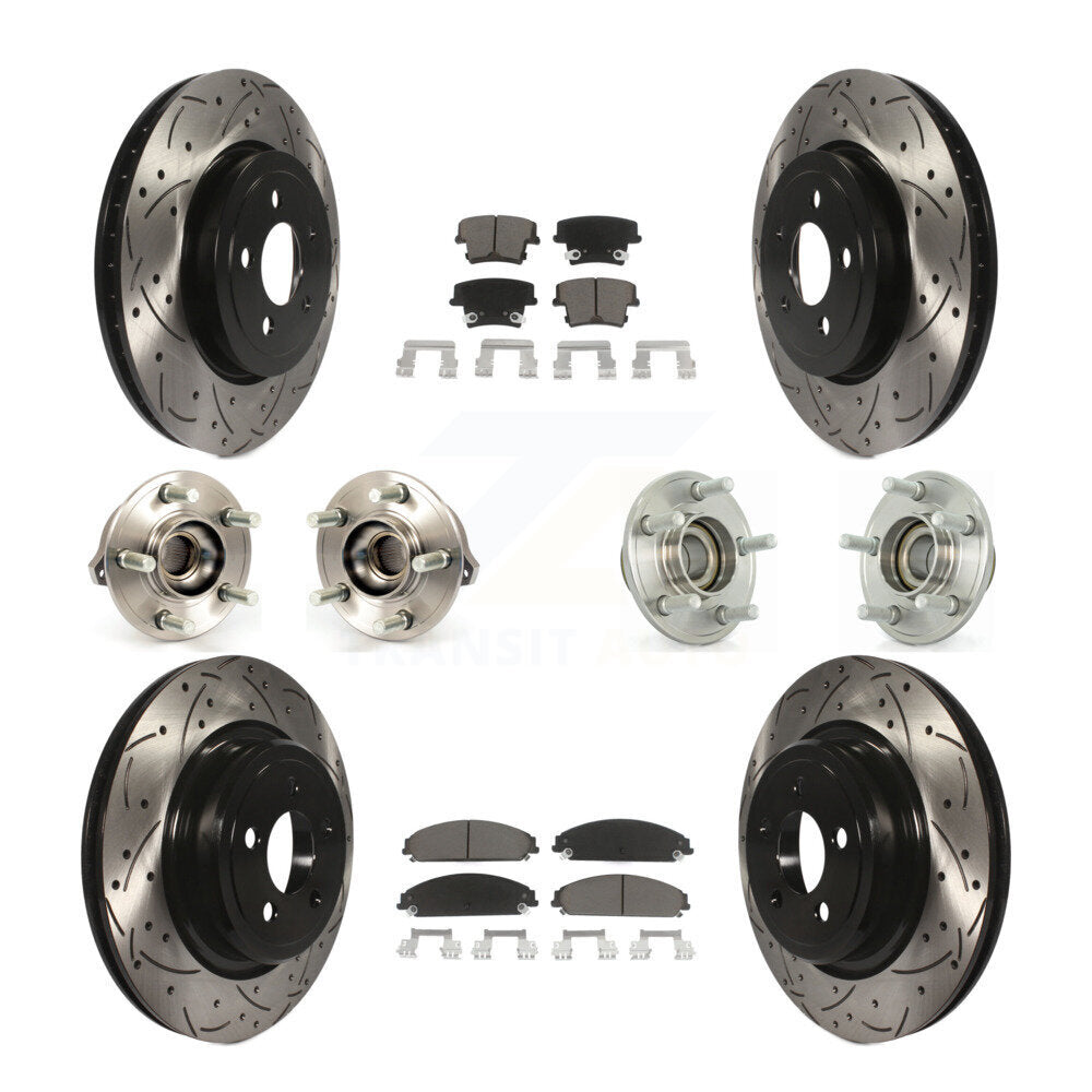 Hub Bearing Coated Disc Brake Rotor Pads Front Rear Kit (10Pc) For Dodge Charger