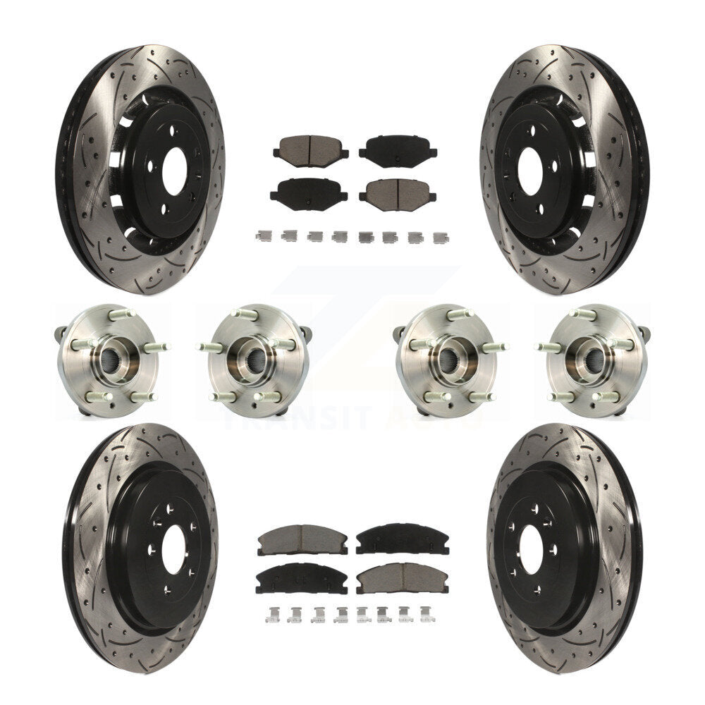 Hub Bearing Coat Brake Rotor Pad Front Rear Kit (10Pc) For Ford Flex Lincoln MKT