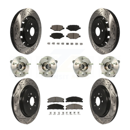 Hub Bearing Coat Brake Rotor Pad Front Rear Kit (10Pc) For Ford Flex Lincoln MKT