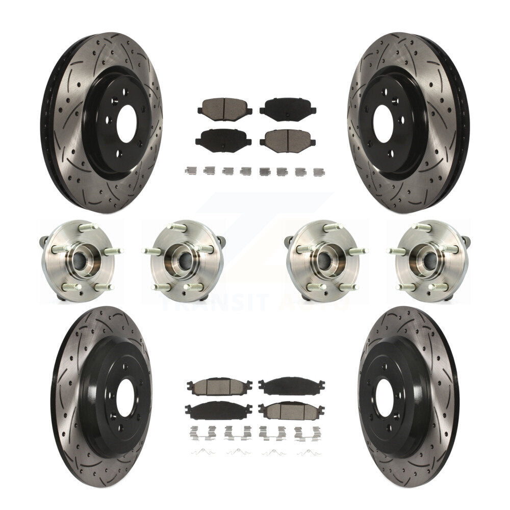 Hub Bearing Coat Brake Rotor Pads Front Rear Kit (10Pc) For Ford Flex Taurus MKT