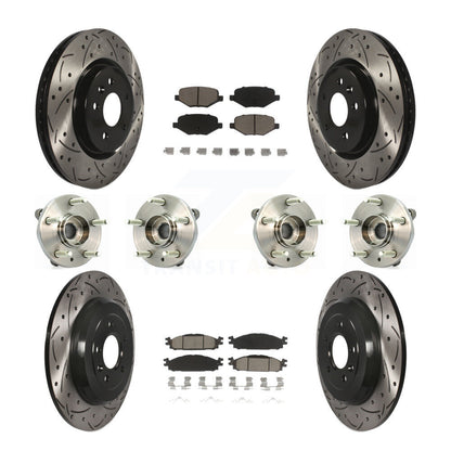 Hub Bearing Coat Brake Rotor Pads Front Rear Kit (10Pc) For Ford Flex Taurus MKT