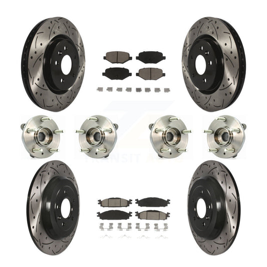 Hub Bearing Coat Brake Rotor Pads Front Rear Kit (10Pc) For Ford Flex Taurus MKT
